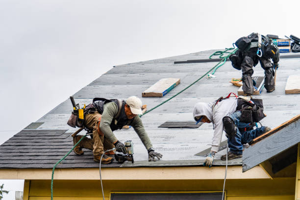 Professional Gutter Installation technician working in Idanha, OR